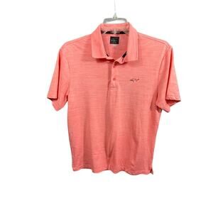 Greg Norman for Tasso Ella orange Polo LARGE play dry S/L golf 3/4 button down